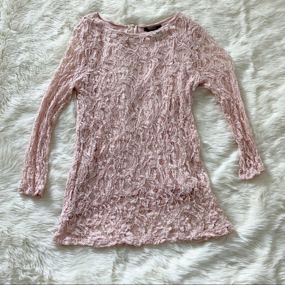 Forever 21 pink lace long sleeve shirt top